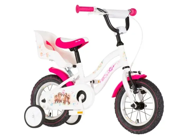 Dečlija bicikla Visitor Dog 12/V-brake kontra/pomoćni točkići/belo-roza Slika 4