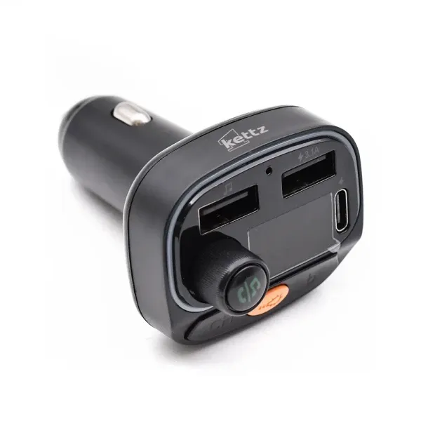 FM Transmiter i punjač Kettz Paya Bluetooth/2xUSB QC3.1/Type-C/LED Slika 3