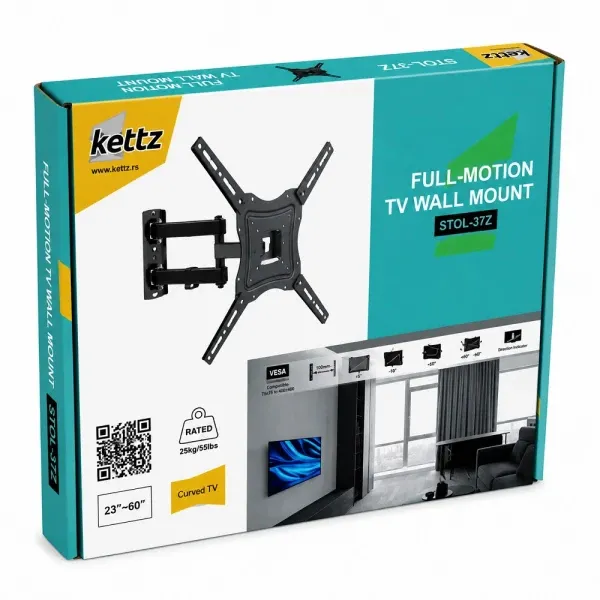 Nosač za TV Kettz STOL-37Z-23-60/vesa max 400x400/25kg/zglobni Slika 4