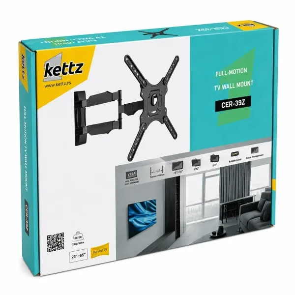 Nosač za TV Kettz CER-39Z 23-65/vesa max 400x400/35kg/zglobni Slika 4