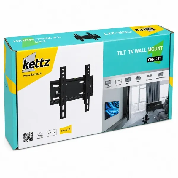 Nosač za TV Kettz CER-22T 13-43/vesa max 200x200/45kg/podesivi Slika 4