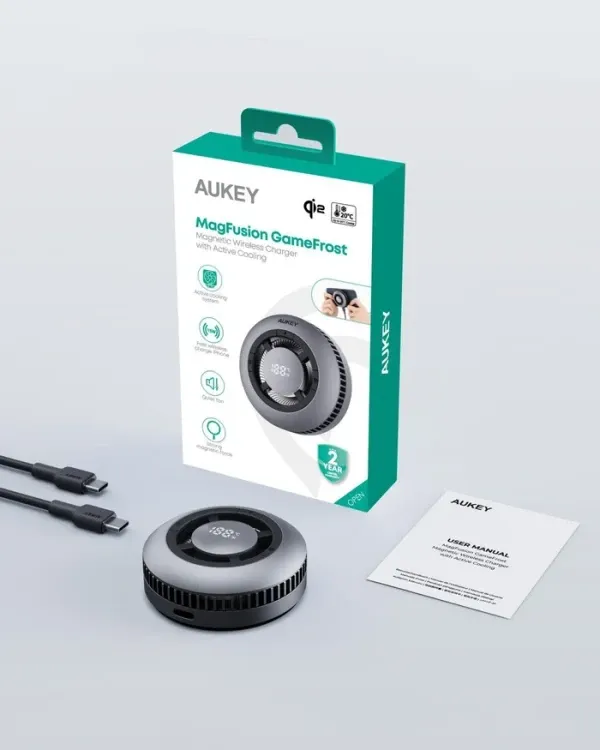 Bežični punjač sa aktivnim hlađenjem Aukey LC-G10 Qi2 15W Slika 2