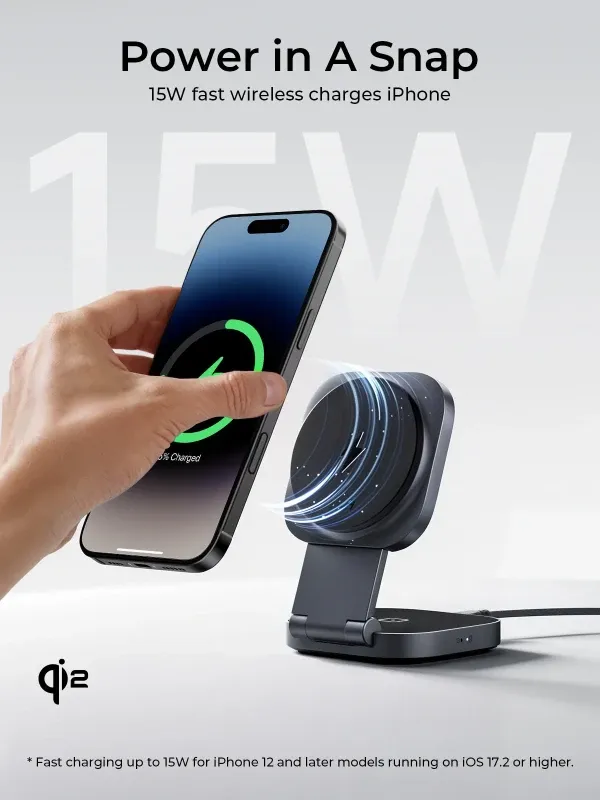 Bežični magnetni punjač za brzo punjenje AUKEY LC-MC211 2-u-1 Qi2 25W Slika 2