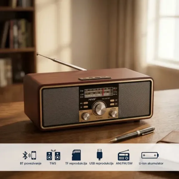 Retro bluetooth radio Elementa 6681BT/B Slika 3