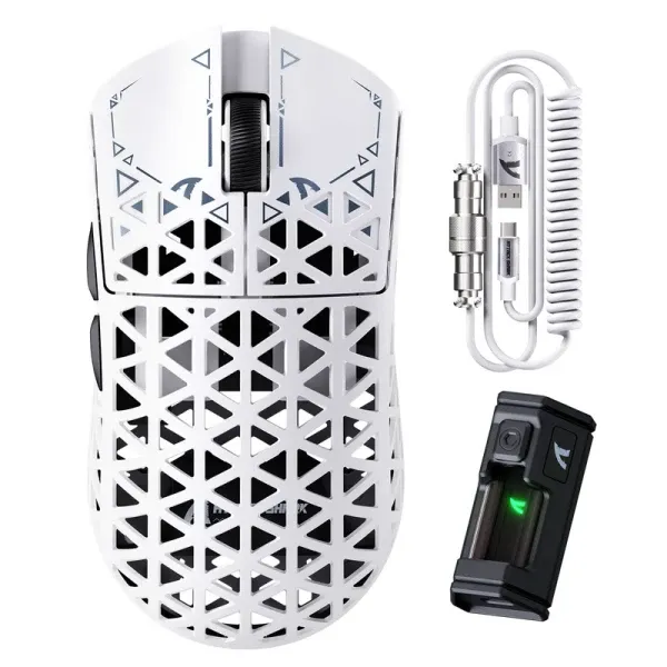 Bežični gaming miš Attack Shark R5Ultra PAW3950MAX/Carbon Fiber/Superlight/8KHz/Omron Switches/White Slika 1