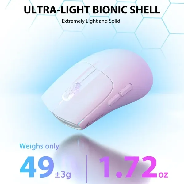 Bežični gaming miš Attack Shark X5 TriMode/Superlight/LongBattery/RGB Click/Ergonomic/White Slika 4