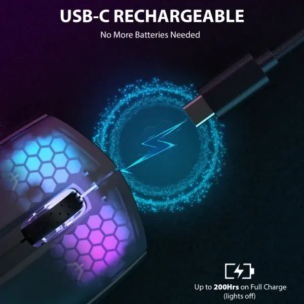 Bežični gaming miš Attack Shark X5 TriMode/Superlight/LongBattery/RGB Click/Ergonomic/Black Slika 4