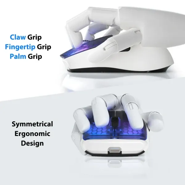 Bežični gaming miš Attack Shark X5 TriMode/Superlight/LongBattery/RGB Click/Ergonomic/White-Black Slika 4