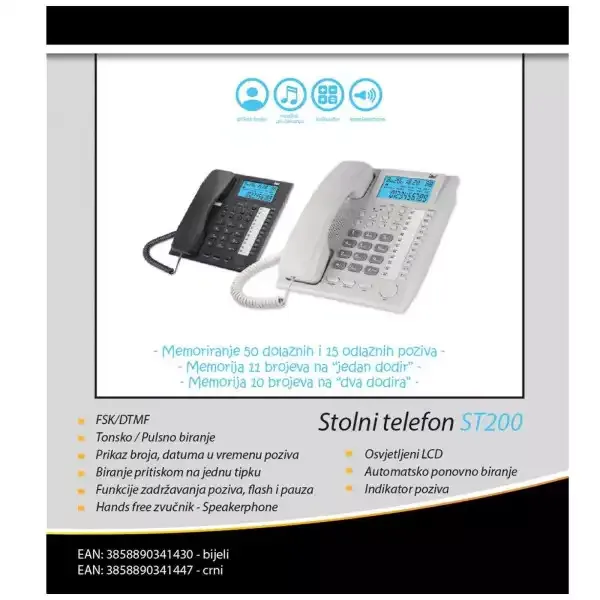 Stoni telefon MeanIt ST200 Crni Slika 1