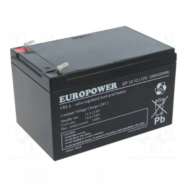 Baterija za UPS EuroPower ES12-12A 12V 12Ah Slika 1