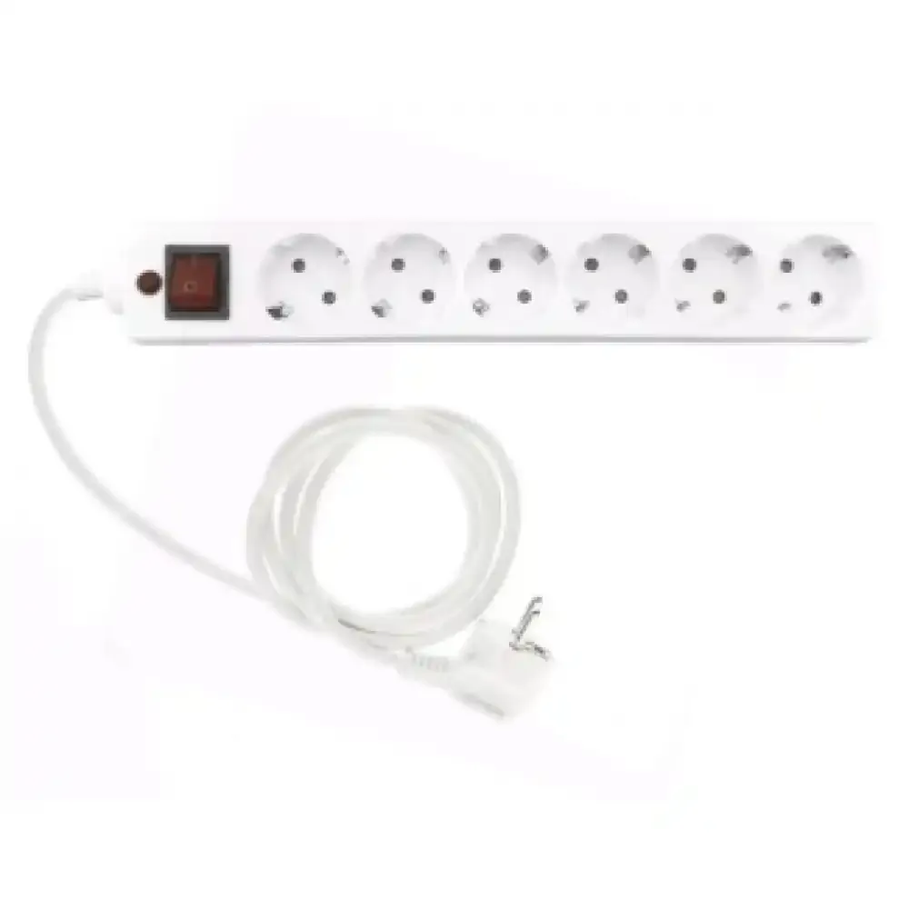 Produžni kabl 6r/3m sa prekidacem i zaštitom 3x1,5mm (Linkom) - beli Slika 1