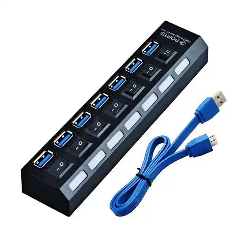 USB Hub 7 port Kettz KT-HUSB.74 3.0 Tip A Crni Slika 1